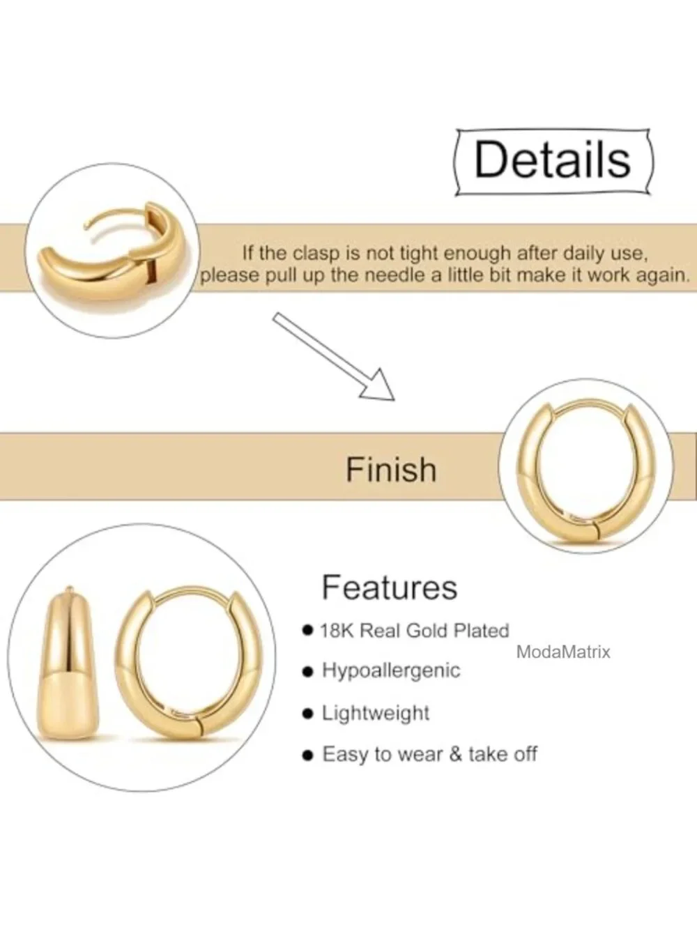 Chunky Hollow Gold Plated Hoop Earrings for Women